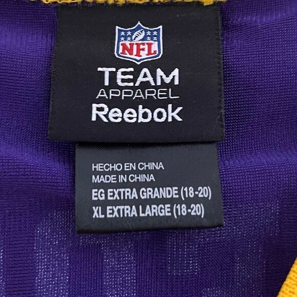 Team Apparel Minnesota Vikings Adrian Peterson Jersey   Boys Size XL (18-20) - Picture 3 of 5
